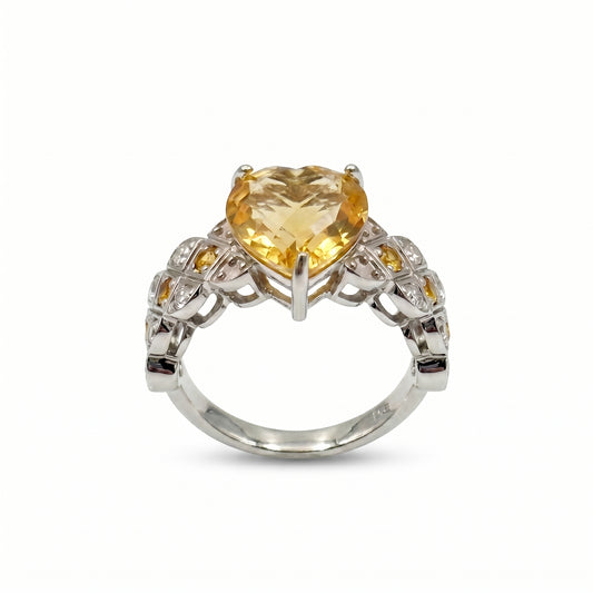 Citrine Heart Cut Statement Ring – 2.78 ct | 925 Silver