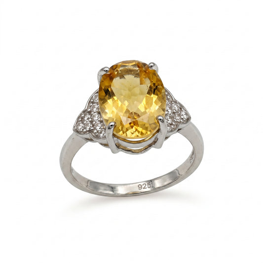 Citrine Oval Cut Statement Ring – 5.39 ct | 925 Silver