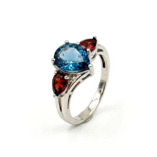 London Blue Topaz Pear Cut Statement Ring – 2.20 ct | 925 Silver