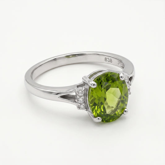 Peridot Oval Cut Ring – 2.11 ct | 925 Silver